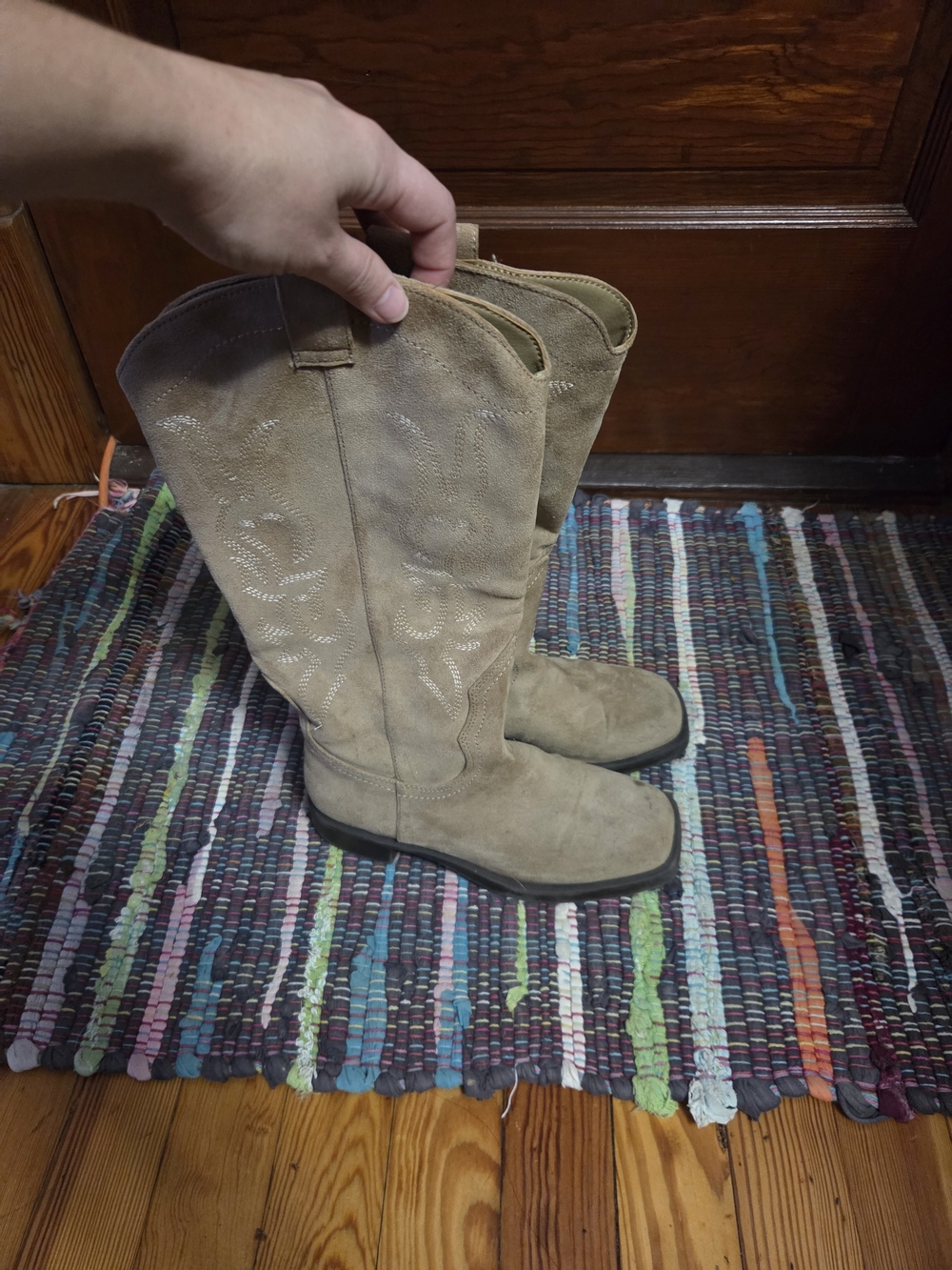NOBO Kids Over-the-Knee Suede Boots in Taupe